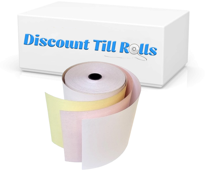76mm x 76mm 3Ply White/Pink/Yellow Kitchen Printer Receipt Paper Till Rolls