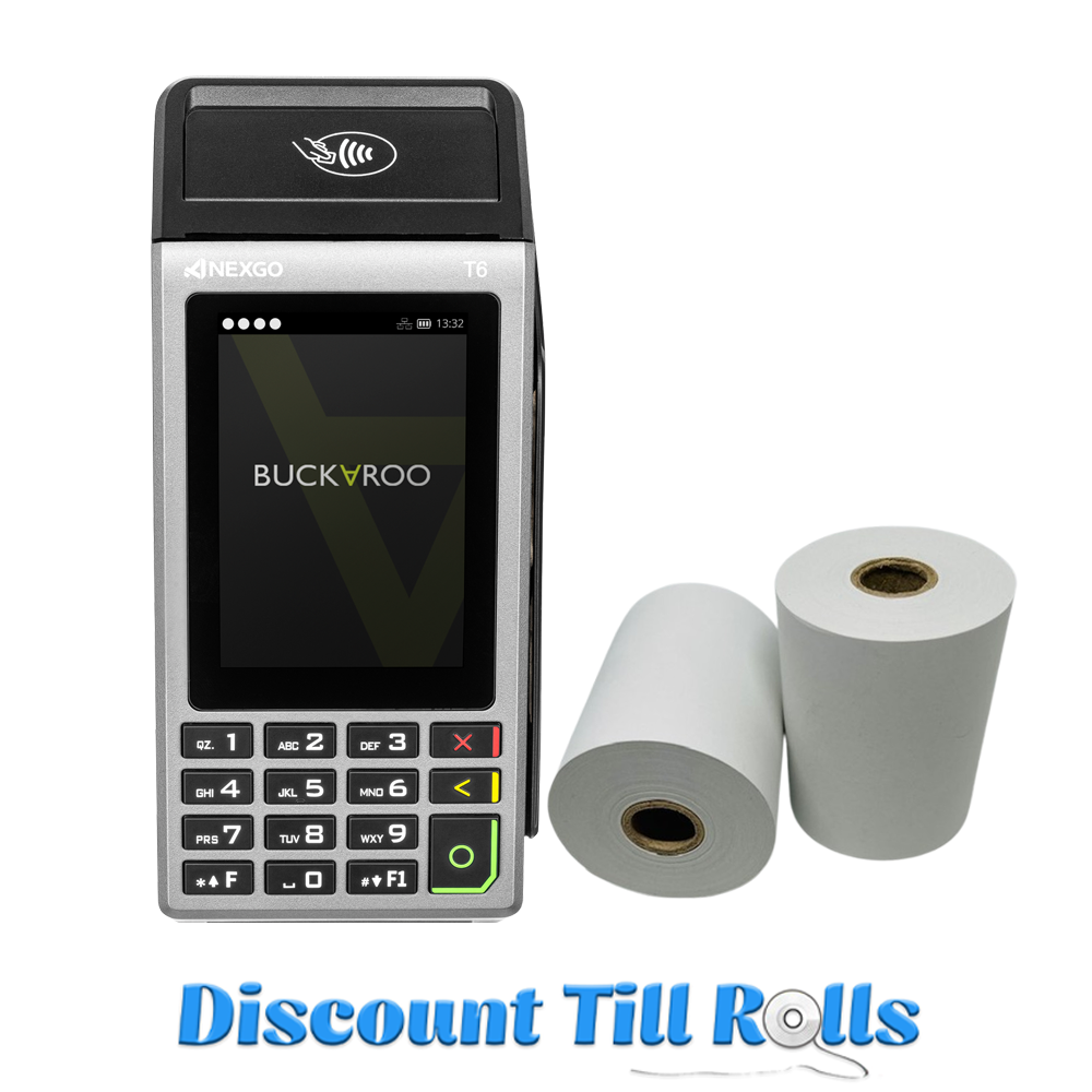 Buckaroo Nexgo T6 Thermal Receipt Paper Rolls Credit Card Machine PDQ Till Rolls