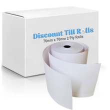 2 Ply 76mm x 70mm White/White Paper Rolls
