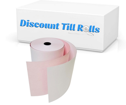 76mm x 76mm 2 Ply Kitchen Printer Receipt Paper Till Rolls White/Pink