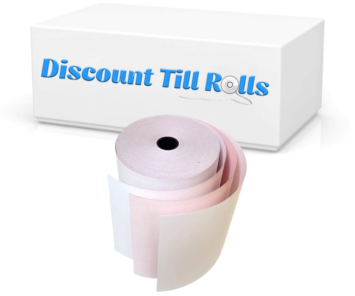 76mm x 76mm 3Ply Kitchen Printer Receipt Paper Till Rolls White/Pink/White