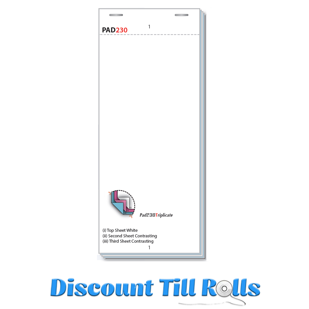 Pad230T Triplicate Restaurant Waiter/Waitress Order Pads