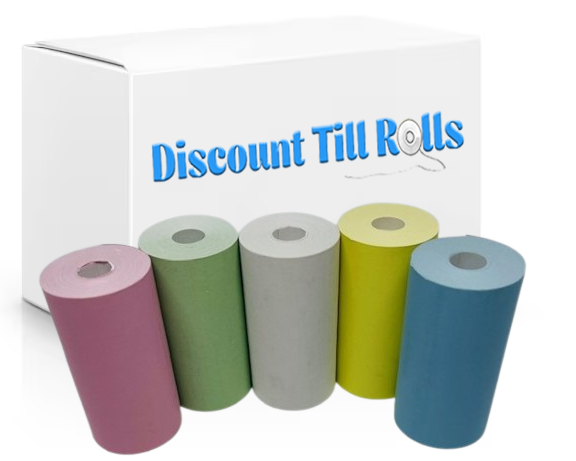 57mm x 30mm Thermal Receipt Paper Credit Card Machine PDQ Rolls - Mixed Colours