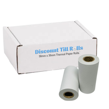 57mm x 30mm x 12.7mm Core Thermal Receipt Paper Till Rolls