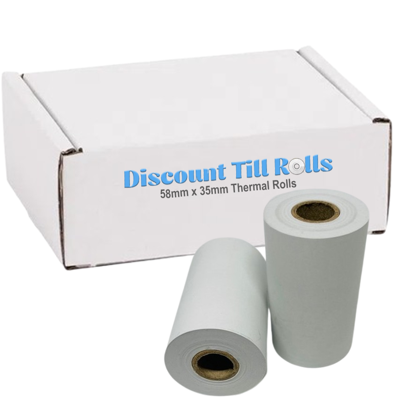 57mm x 35mm x 12.7mm Core Thermal Receipt Paper Till Rolls
