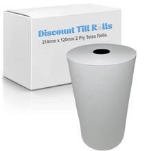 214mm x 120mm Telex / Manifest Rolls- 2 Ply